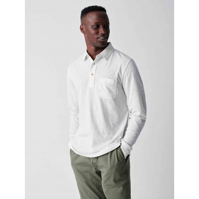 Long-Sleeve Heather Polo - Ivory Heather