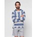 Cascade Hoodie - Cream With Blue Stripe