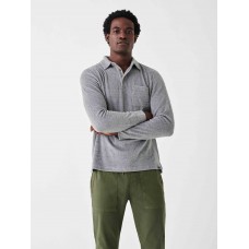 Towel Terry Long-Sleeve Polo - Fall Heather Grey