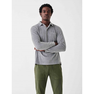 Towel Terry Long-Sleeve Polo - Fall Heather Grey