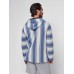 Cascade Hoodie - Cream With Blue Stripe