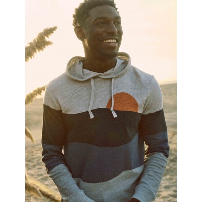Sun And Wave Slub Hoodie - Blue Storm Sunset